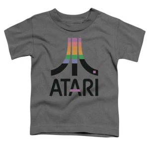Atari Toddler T-Shirt Retro Colors Logo Charcoal Tee - Picture 1 of 2