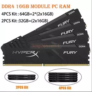 Hyperx Ram DDR4 32GB/64GB DIMM 3200 MHz PC4-25600 (2x 16 GB) Desktop 288pin Kits - Picture 1 of 11