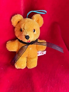 Vintage Pure Wool Stuffed Mini Christmas Bear Ornament From Japan - Picture 1 of 8