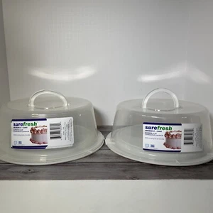 Sure Fresh Reusable Plastic Cake Containers with Lids Set Of 2 Handle - Picture 1 of 11