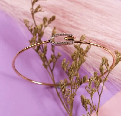 Brazalete de diamantes de oro rosa de 18 quilates para mujer - ligero | diamantes VS/SI-IJ | KLB-0028 Foto 1 de 4