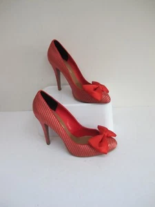 Size 6 KURT GEIGER Heels- Red/ Gold Striped- Stiletto-VGC - Picture 1 of 5
