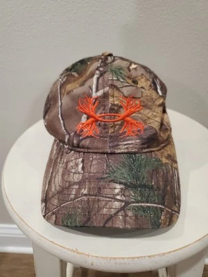 Under Armour baseball cap, camoflauge with safety orange antlers Logo, Snap Back - Image 1 of 4