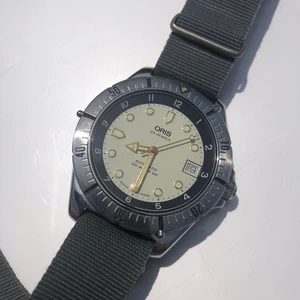 Reloj automático Oris 7401 clásico deportivo de buceo para hombre esfera blanca 37 mm USADO - Imagen 1 de 8