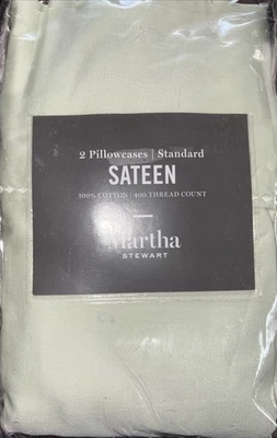 1 PAR DE FUNDAS DE ALMOHADA ESTÁNDAR Martha Stewart 400 TC 100% Algodón Verde 20 x 28 Foto 1 de 3