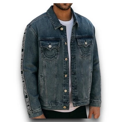 True Religion - Chaqueta Denim SN Logo Taping - Para Hombre Talla Mediana - Azul Foto 1 de 4