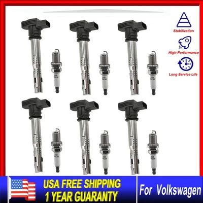 6X bobinas de encendido y 6X bujías para Volkswagen CC 2017 3,6L 07K905715A Foto 1 de 4