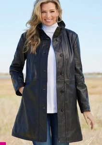 Cappotto giacca swing donna dentro pelle nera, foderato, 14/16 - Foto 1 di 7