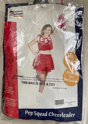 California Costume Cheerleader Child M 8-10 DIY White Stencils, Poms Poms NWOT - Image 1 of 4