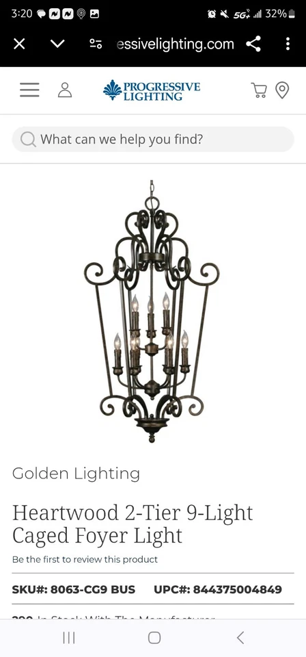 Golden Lighting's Heartwood 2 Tier - 9 Light Caged Foyer - Image 1 of 4