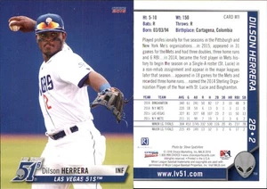 Dilson Herrera 2016 Choice Las Vegas 51s #11 RC Card FREE SHIP *AutographDen* - Picture 1 of 1