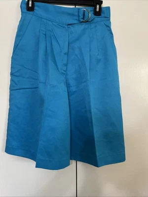 VTG Koret Size 10 High Waist Pleated Bermuda Short Deep Aqua Blue USA Wide Leg - Image 1 of 4