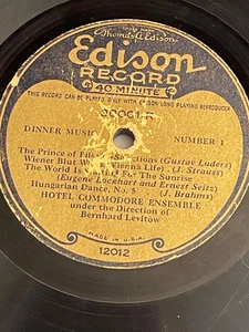 EDISON LONG PLAY 40 MIN RECORD # 30001 DINNER MUSIC HOTEL COMMODORE ENSEMBLE - Picture 1 of 4