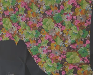 Vintage Thompson of California Floral Cotton Fabric 45" x 50" irregular - Picture 1 of 4