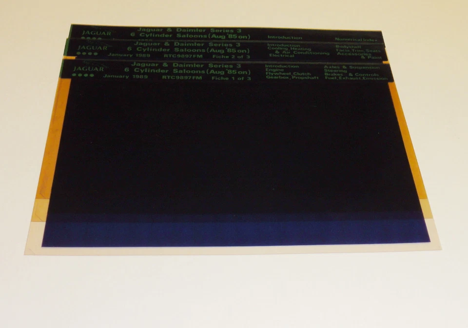 Microfiche Catalogo Ricambi Jaguar & Daimler Serie 3 Stand 01/1989 - Immagine 1 di 1