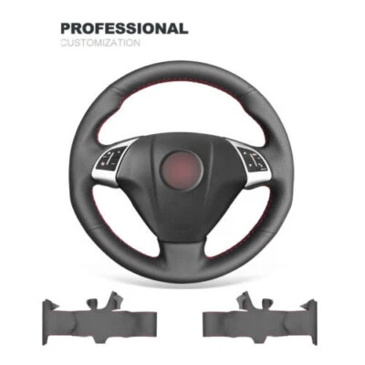 DIY Black Real Leather Car Steering Wheel Cover Wrap Sewing for Fiat Bravo 2007- - Image 1 of 4