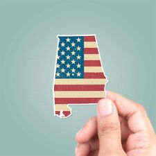 Alabama American Flag State Outline Vinyl Sticker - Patriotic Travel USA