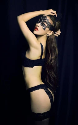 Sexy Máscara de Ojos de Encaje Negro Vendada Mascarada Fiesta Para Mujer Prendas de dormir Disfraz  Foto 1 de 3