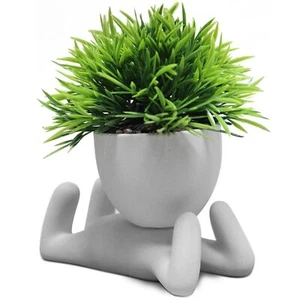 Faux Succulent in Cement Pot Mini Fake Plant for Desk Kitchen Shelf Decor - Picture 1 of 7