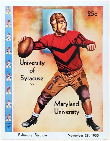 MARYLAND TERRAPINS FOOTBALL vs Syracuse 1935 Vintage Program Cover 22x28 POSTER Cover