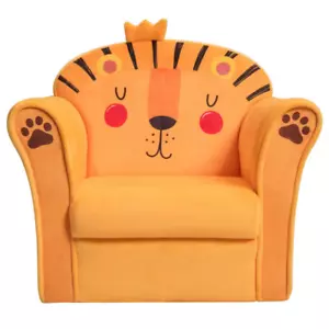 Kids Lion Sofa Children Armrest Couch Upholstered Chair in Orange - Picture 1 of 12