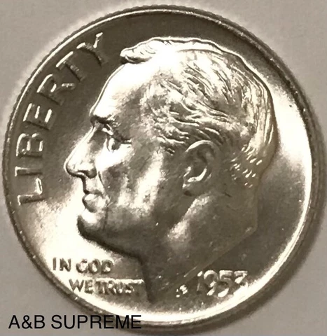 (25) 1953 D Roosevelt Dime Roll Gem Bu Uncirculated 90% Silver Cover