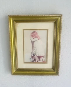 Vintage ""In Disgrace"" Mädchen in der Ecke mit Hund von Charles Burton Friseur Goldgestell - Bild 1 von 6