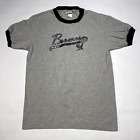 Y2K Milwaukee Brewers Lee Sport MLB Ringer T-Shirt Medium Thick Rubber Logo