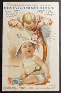 Hoyt's German Cologne Ladies Perfumed Calendar 1896 Lowell Mass Rubifoam - Picture 1 of 2
