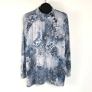 Chico's CoziSoft Animal Mist Button Mock Tunic Women's Size XL / 16 Stretch Knit - Imagen 1 de 14