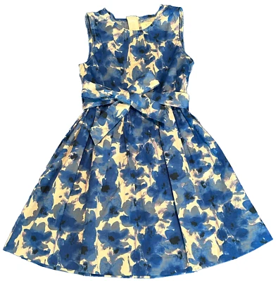 Crewcuts Girls 6 Floral Dress Blue Floral Cotton Fit & Flare WORN ONCE rare 2016 - Image 1 of 4