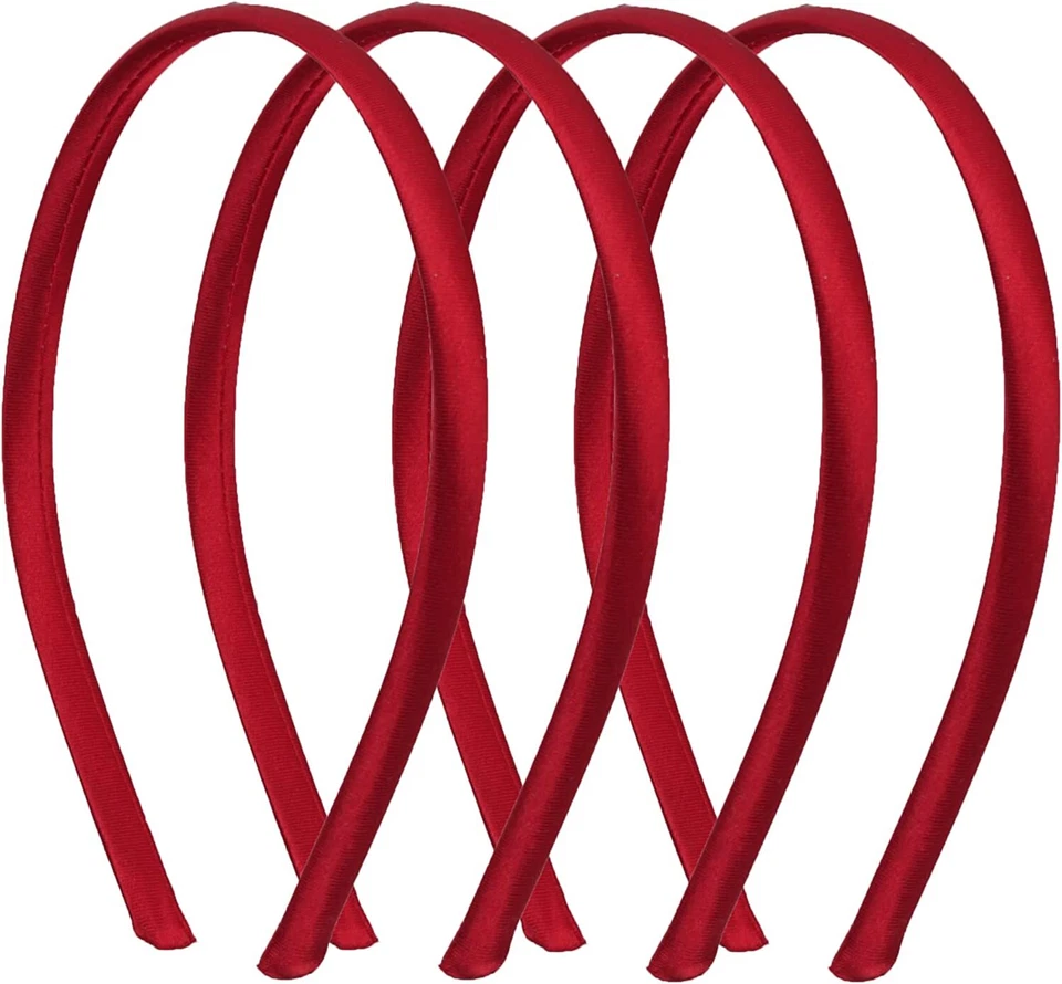 Paquete de 4 diademas finas para mujer Motique Accessories de satén liso Foto 1 de 1