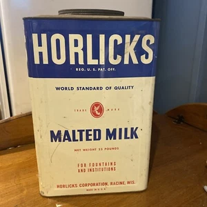 Vintage Horlicks Malted Milk Tin Metal Advertising Large 25 Pound Can  - Picture 1 of 7