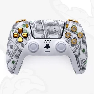 Custom PS5 Controller Cash Money Mod PlayStation 5 DualSense Wireless Gamepad - Afbeelding 1 van 3