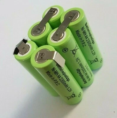 BATTERIEPLUS2GO 7,2V 2300mAh Bloque Batería MignonAA Flat Top Baterías industriales NiMH con bandera de soldadura