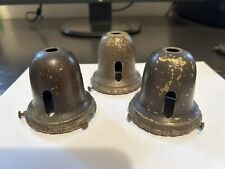 3 ANTIQUE ARTS CRAFT DECO VICTORIAN BRASS BELL SOCKET COVER 2 1/4" SHADE FITTER