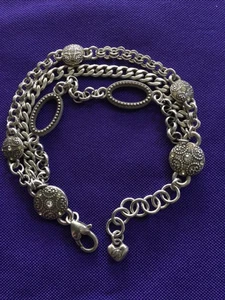 Brighton Crystal Jeweled Multi Strand Silver Tone Bracelet - Picture 1 of 6