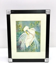 Künstler signiert Preening Reiher Aquarell Kunst Passepartout gerahmt Barbara Thelen Medium - Bild 1 von 10