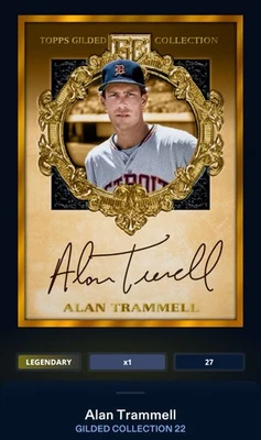 TOPPS BUNT GILDED 22 — ЛЕГЕНДАРНАЯ ЦИФРОВАЯ КАРТА Аллана Траммеля 27 куб. см с подписью Зала славы - Изображение 1 из 3