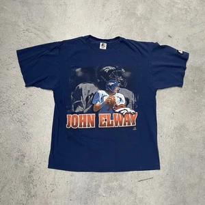 Vintage John Elway Denver Broncos Graphic T-Shirt Adult Large 90s Starter Tee - Picture 1 of 14