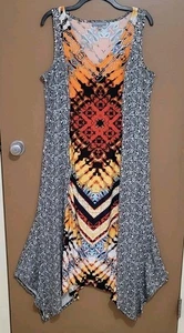 Maxi Vestido Mujer Colección NY L Sin Mangas Asimétrico Abstracto Elastizado Pullover - Imagen 1 de 8