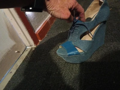 New Paris Hilton pump cork high heel shoes size 8 1/2 - Image 1 of 4