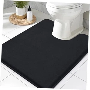 Memory Foam Toilet Rugs U-Shaped 24x20, Extra Soft 24" x 20" Contour Rug Black - Picture 1 of 7