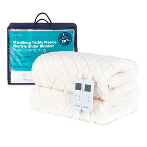 LIVIVO UltraSnug King Electric Underblanket Dual Control Teddy Fleece Heated - Picture 1 of 11