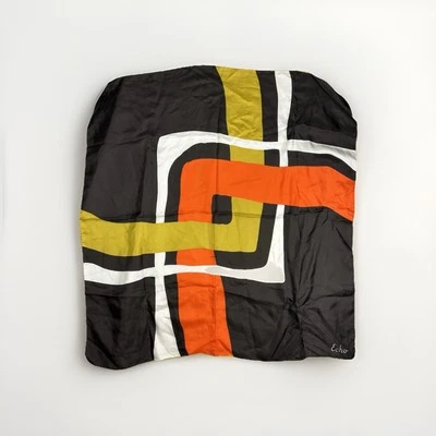 Echo Silk Scarf 100% Silk Modernist Industrial Art to Wear 30X30 Vintage MCM - Image 1 of 4