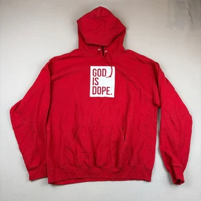 Sudadera con Capucha Gráfica God Is Dope Para Hombres XL Roja Ropa de Calle Informal Cómoda Foto 1 de 4