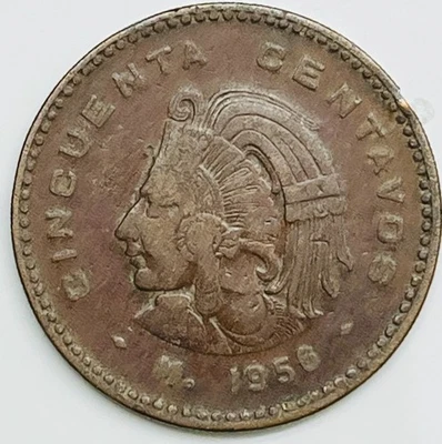 1956 Mexico 50 Centavos KM# 450 Circulated Condition - Image 1 of 3