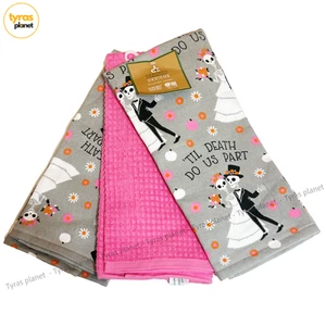 Deborah Connolly 3-Piece Halloween Kitchen Towel Set 'Til Death Do Us Part - NWT - Picture 1 of 5