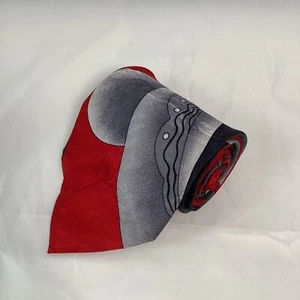 Carlo Palazzi Studio 100% Silk Necktie Red Gray Vertical Abstract ~ 3.75" - Picture 1 of 8
