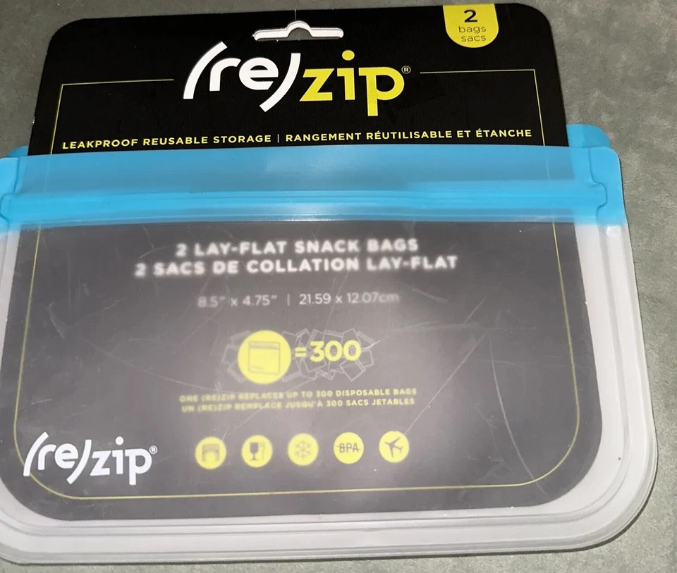 Blue Re(Zip) Lay Flat Snack Leakproof Reusable Storage Bag 2-pk   New In Pack - Image 1 of 4